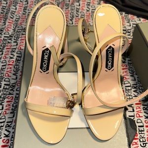 Tom ford SHINY LEATHER PADLOCK POINTY NAKED SANDAL